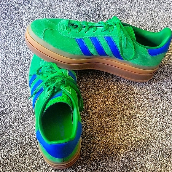 Adidas Gazelle Bold Tri Gum Sold Platform Blue And Green Shoes Size 9 - Picture 2 of 12